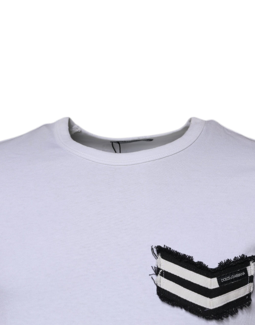 Dolce & Gabbana White Crew-Neck Striped T-Shirt with Short Sleeves