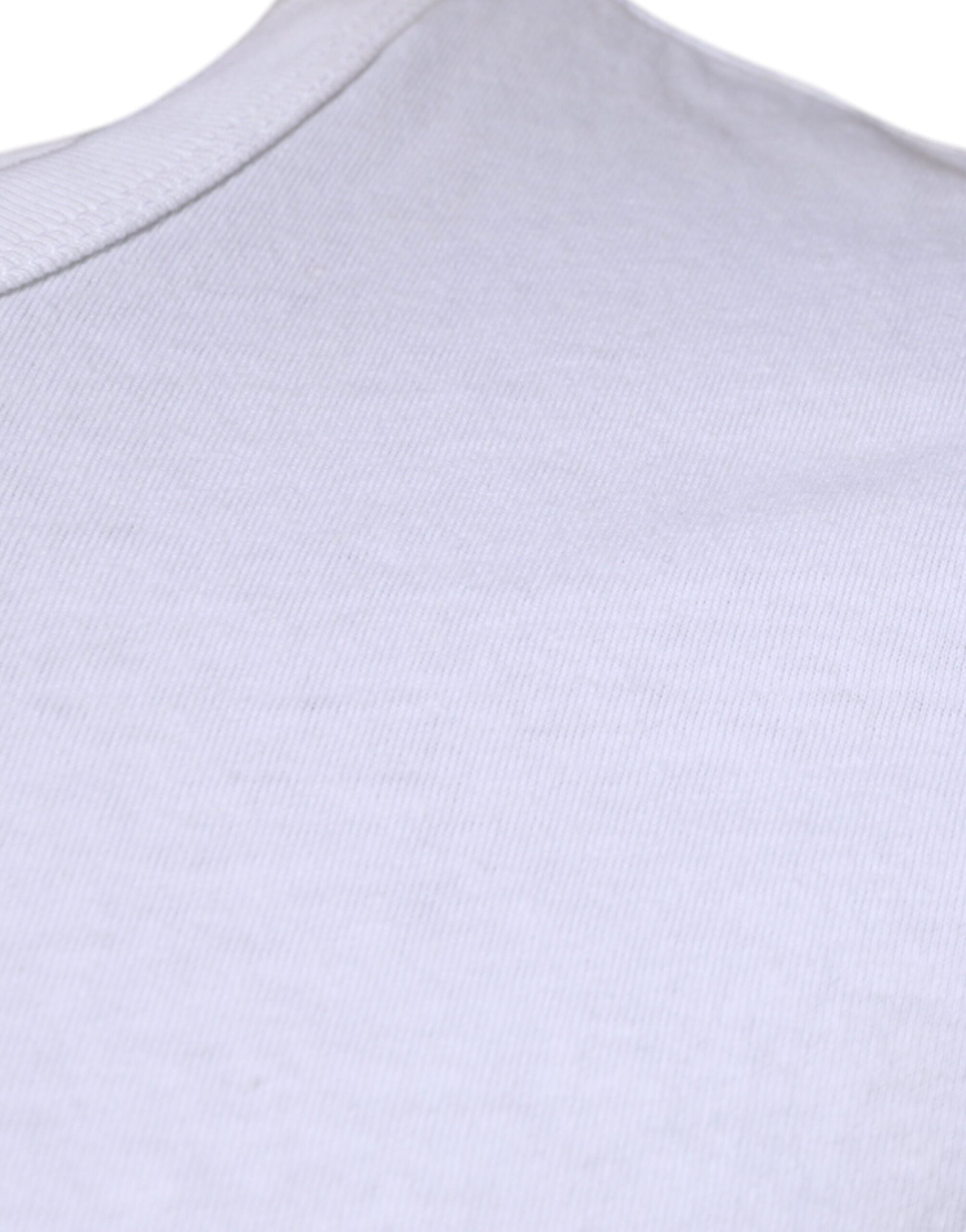 Dolce & Gabbana White Crew-Neck Striped T-Shirt with Short Sleeves