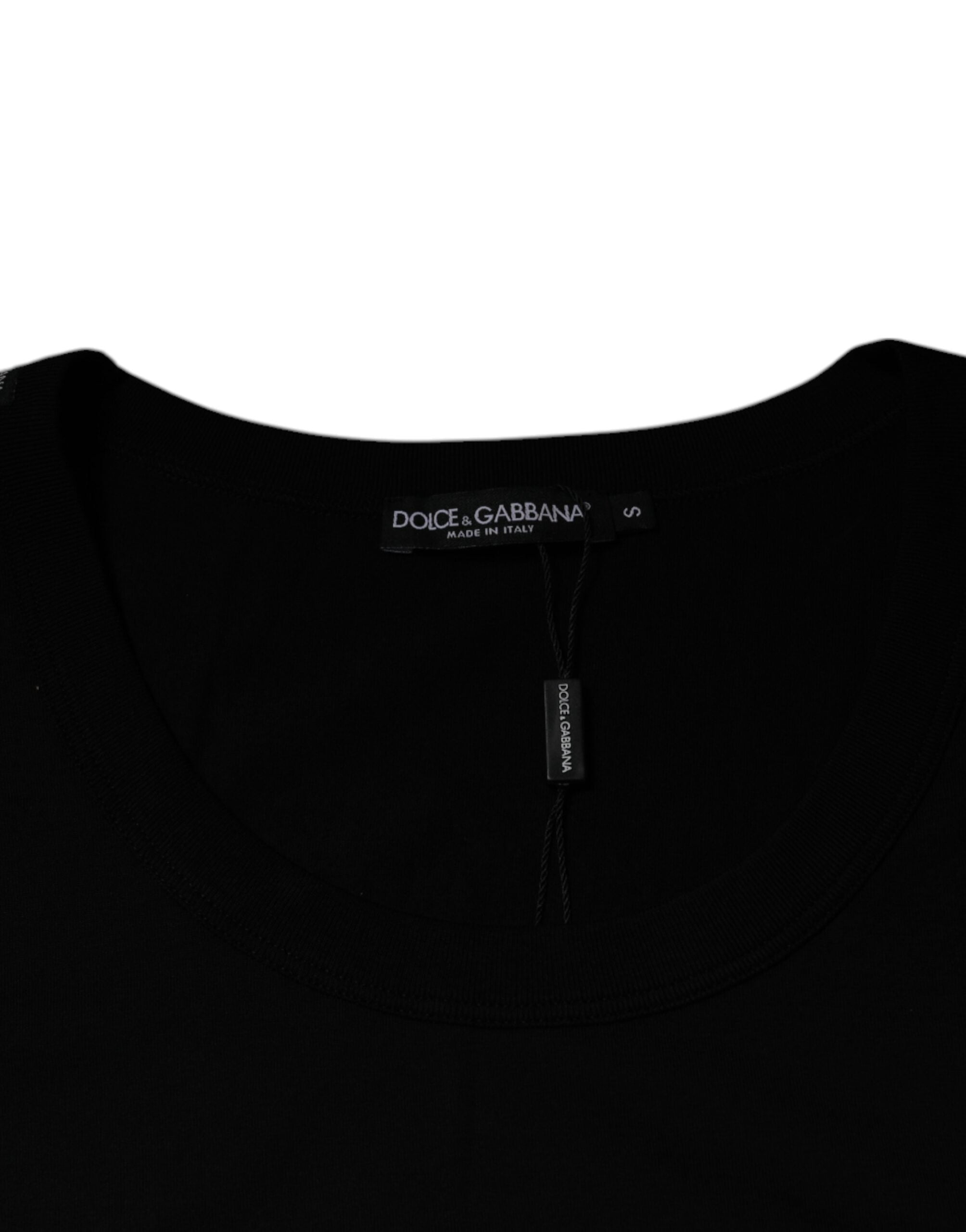 Dolce & Gabbana Black Sleeveless Cotton Crewneck T-Shirt