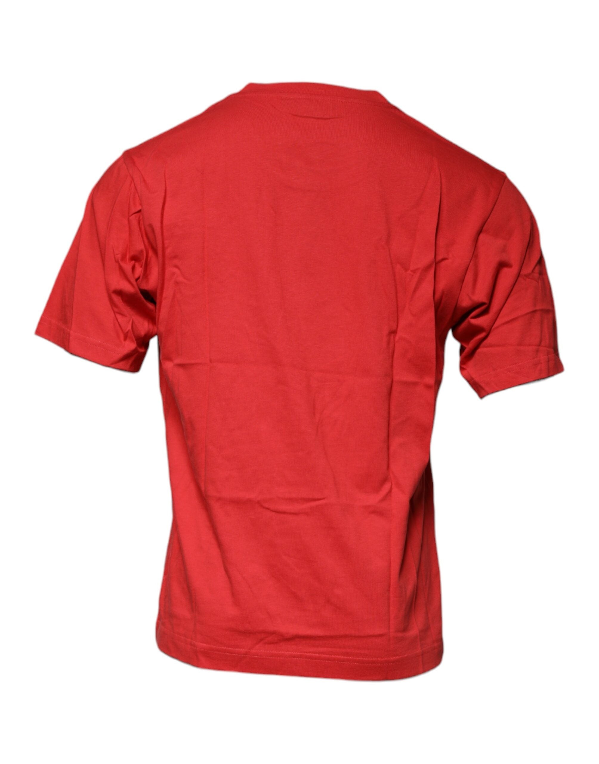 Dolce & Gabbana Red DG Logo Crew-Neck Cotton T-Shirt