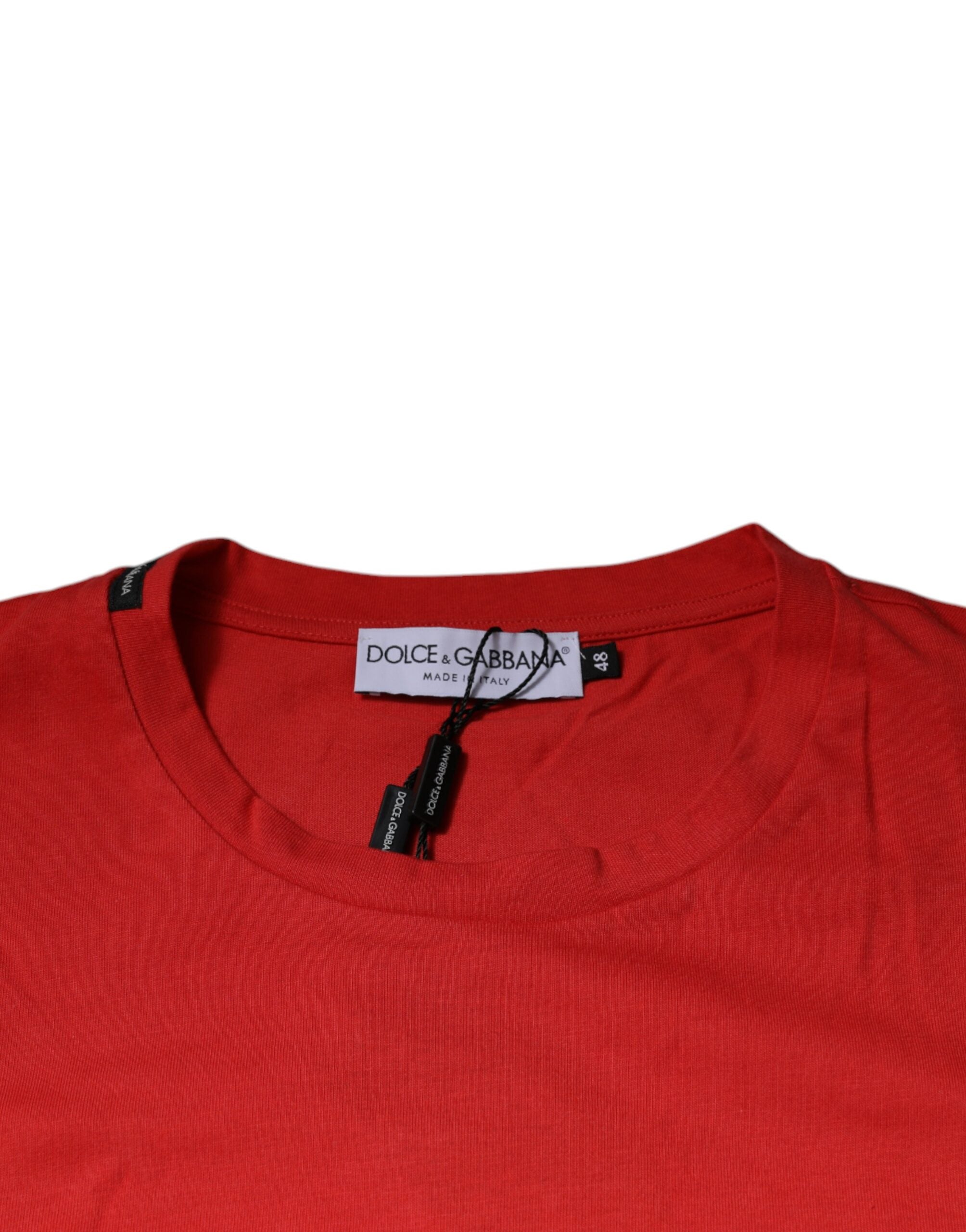 Dolce & Gabbana Red DG Logo Crew-Neck Cotton T-Shirt