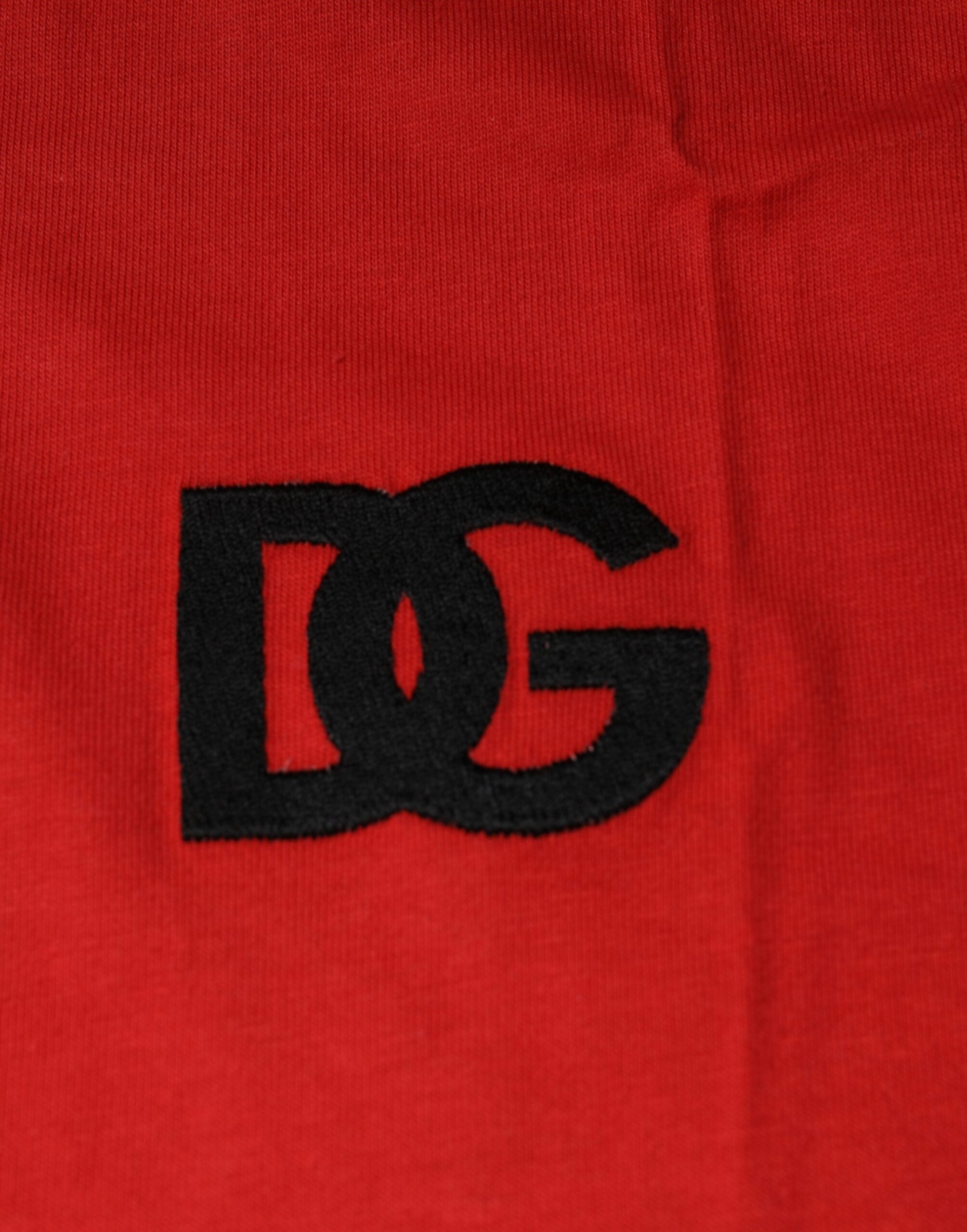 Dolce & Gabbana Red DG Logo Crew-Neck Cotton T-Shirt
