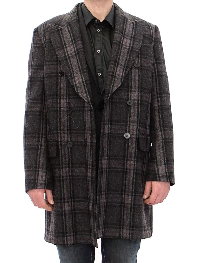 Dolce & Gabbana Grey Double-Breasted Coat Jacket