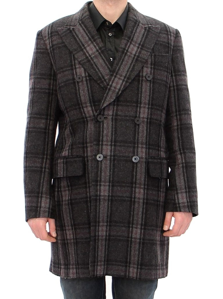 Dolce & Gabbana Grey Double-Breasted Coat Jacket