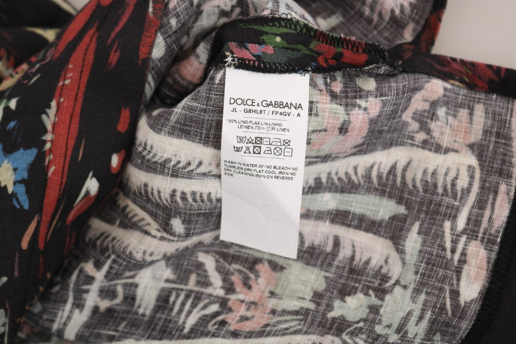 Dolce & Gabbana Schwarzes Vulkan Sizilien Kurzarm T-Shirt