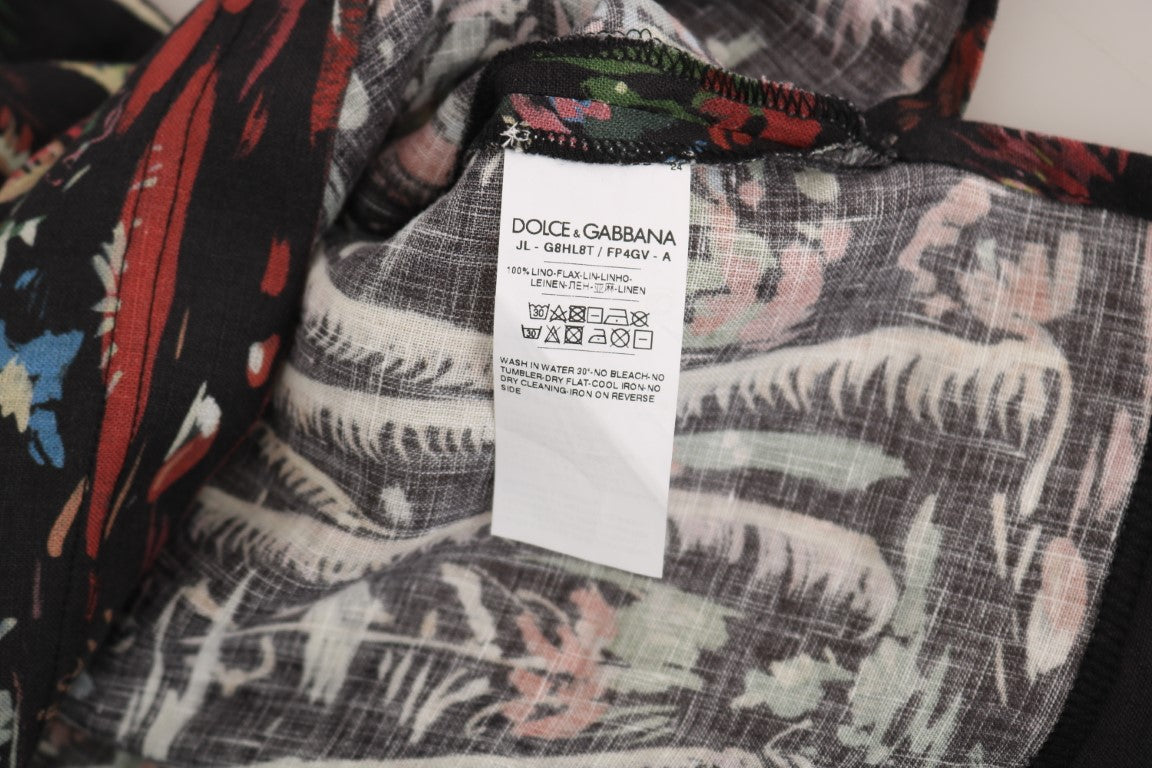 Dolce & Gabbana Schwarzes Vulkan Sizilien Kurzarm T-Shirt