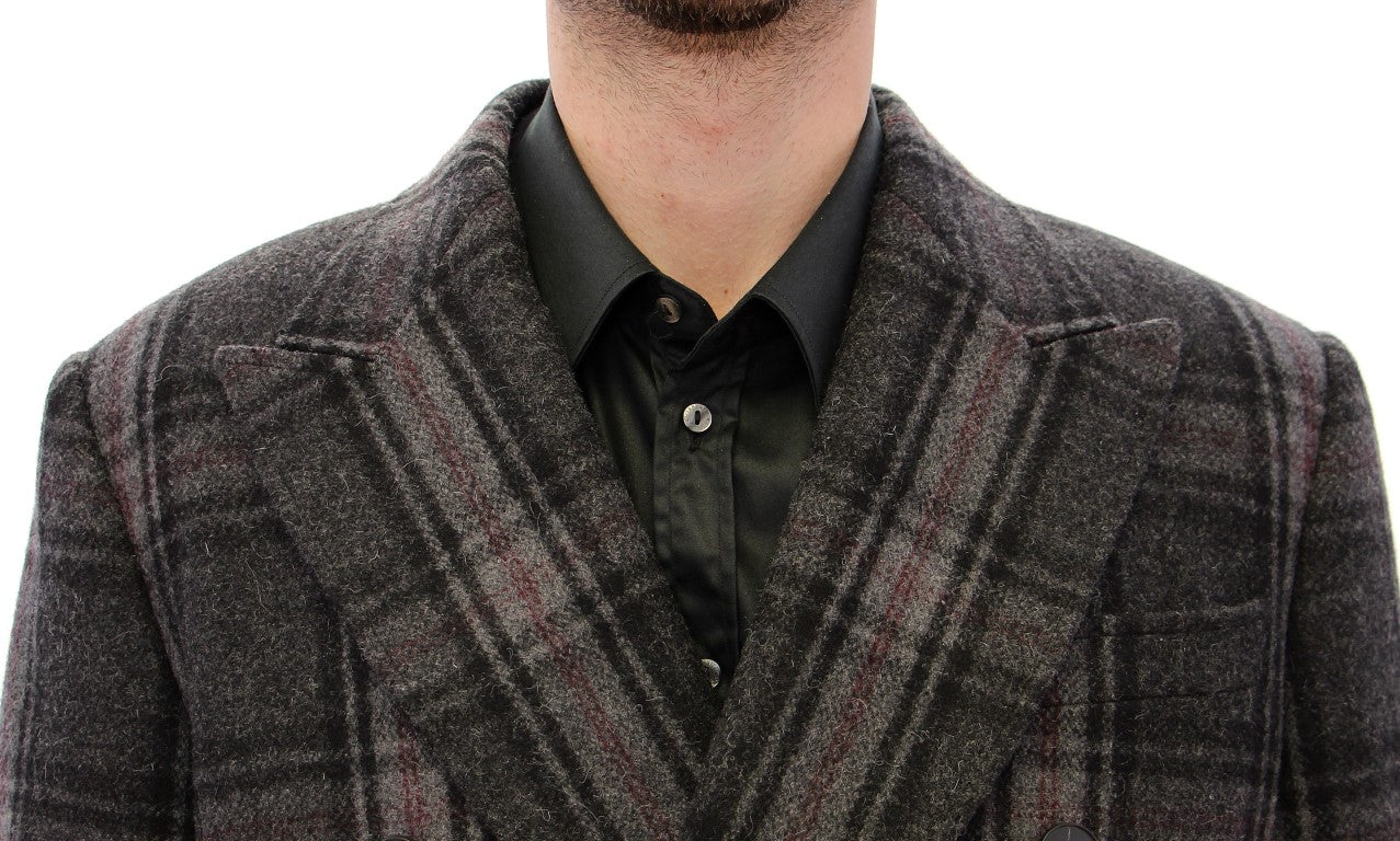 Dolce & Gabbana Grey Double-Breasted Coat Jacket