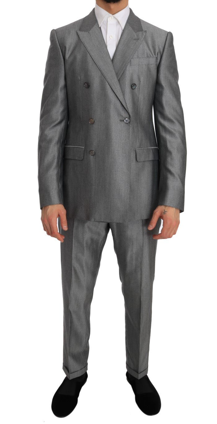 Dolce & Gabbana Schwarzer Stretch Crystal Bee Slim Fit Anzug