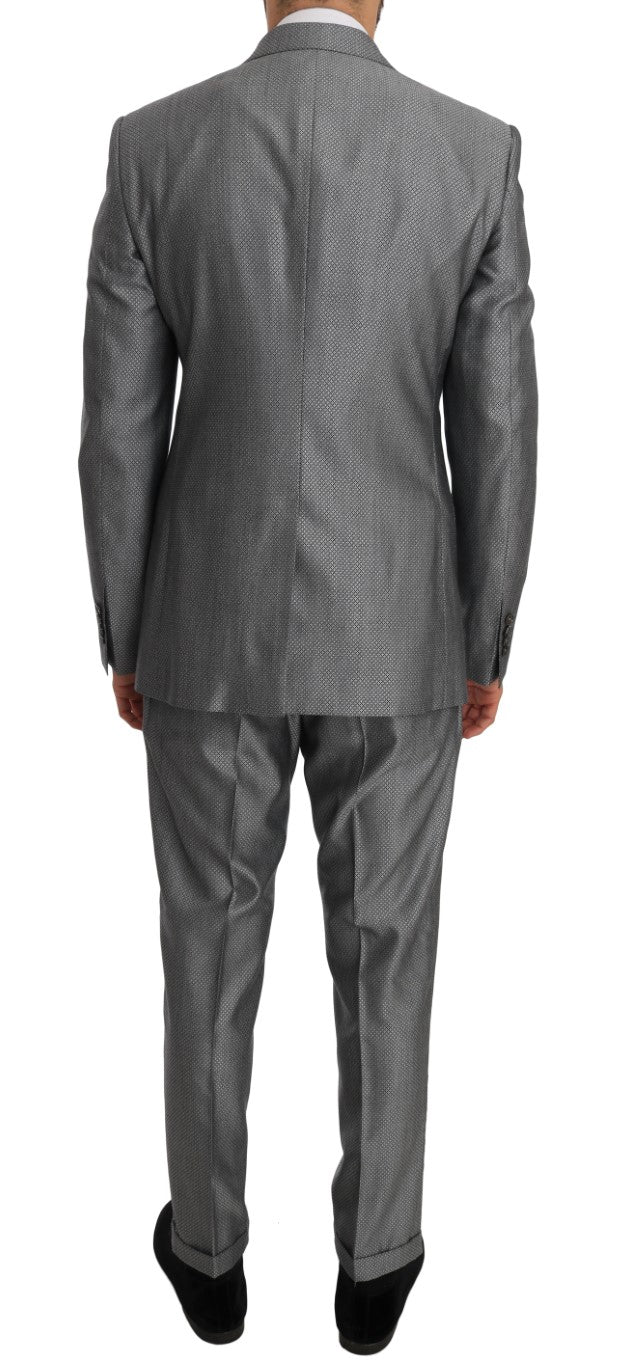 Dolce & Gabbana Schwarzer Stretch Crystal Bee Slim Fit Anzug
