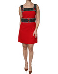 Dolce & Gabbana Rotes ärmelloses Minikleid aus Wolle in ausgestellter A-Linie