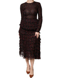 Dolce & Gabbana Layered Black and Red Polka-Dot Silk Midi Dress