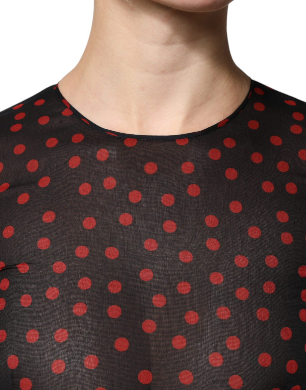 Dolce & Gabbana Layered Black and Red Polka-Dot Silk Midi Dress