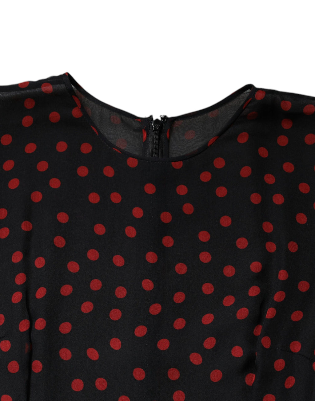 Dolce & Gabbana Layered Black and Red Polka-Dot Silk Midi Dress
