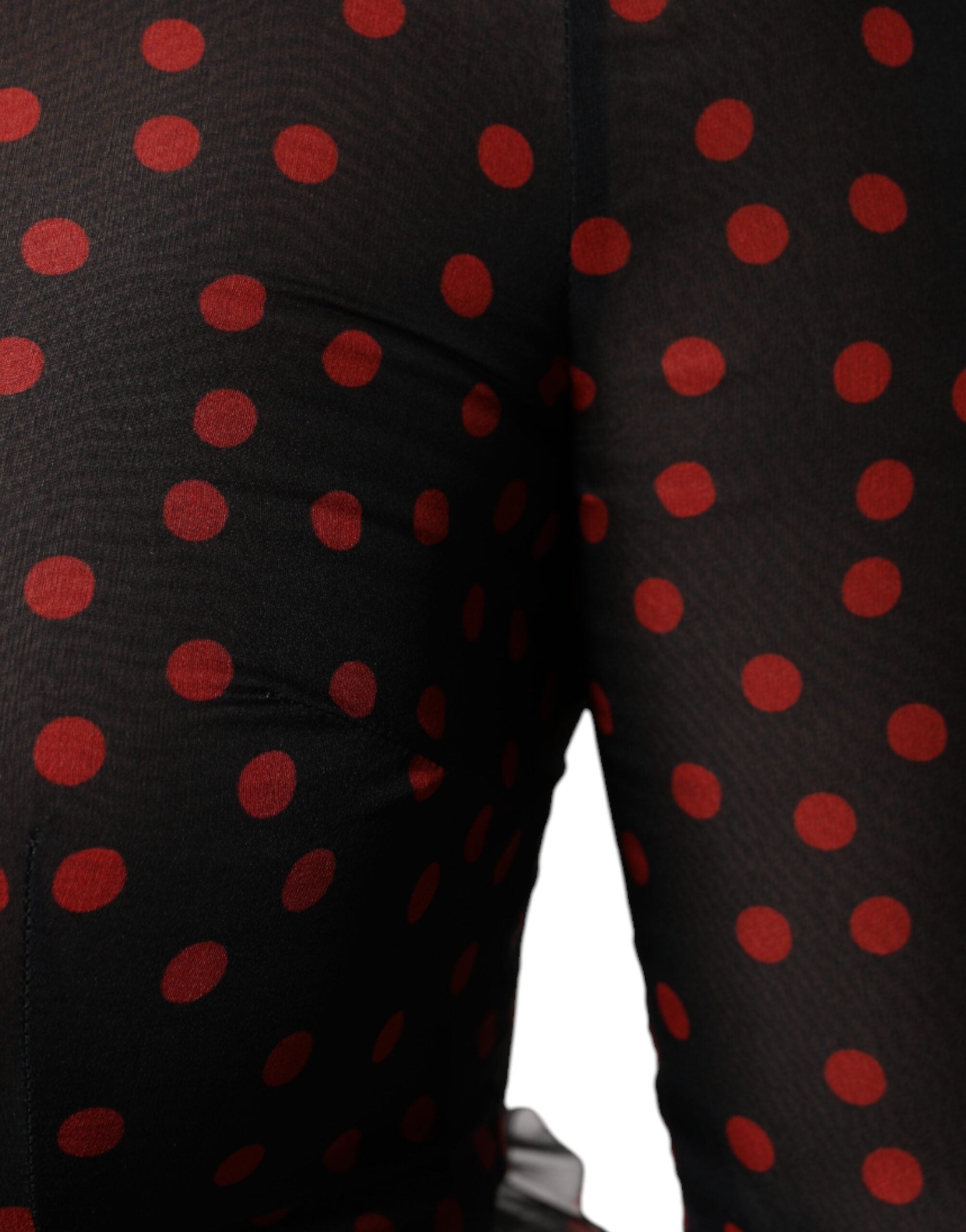 Dolce & Gabbana Layered Black and Red Polka-Dot Silk Midi Dress
