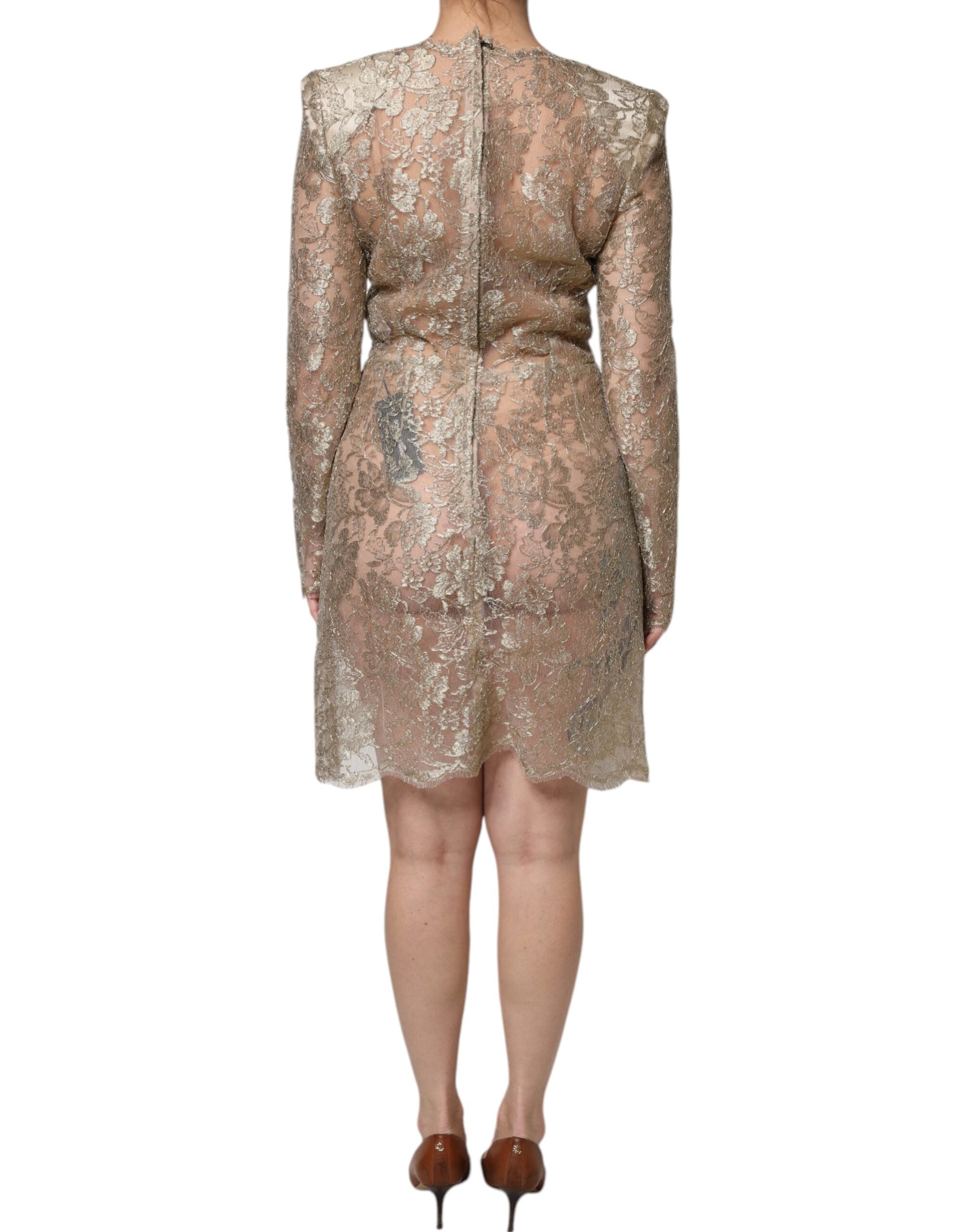 Dolce & Gabbana Gold A-Line Floral Lace Mini Dress and Sheath