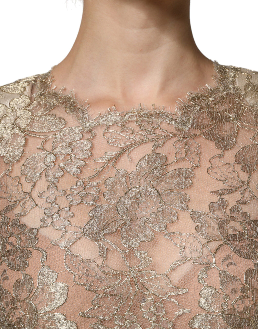 Dolce & Gabbana Gold A-Line Floral Lace Mini Dress and Sheath
