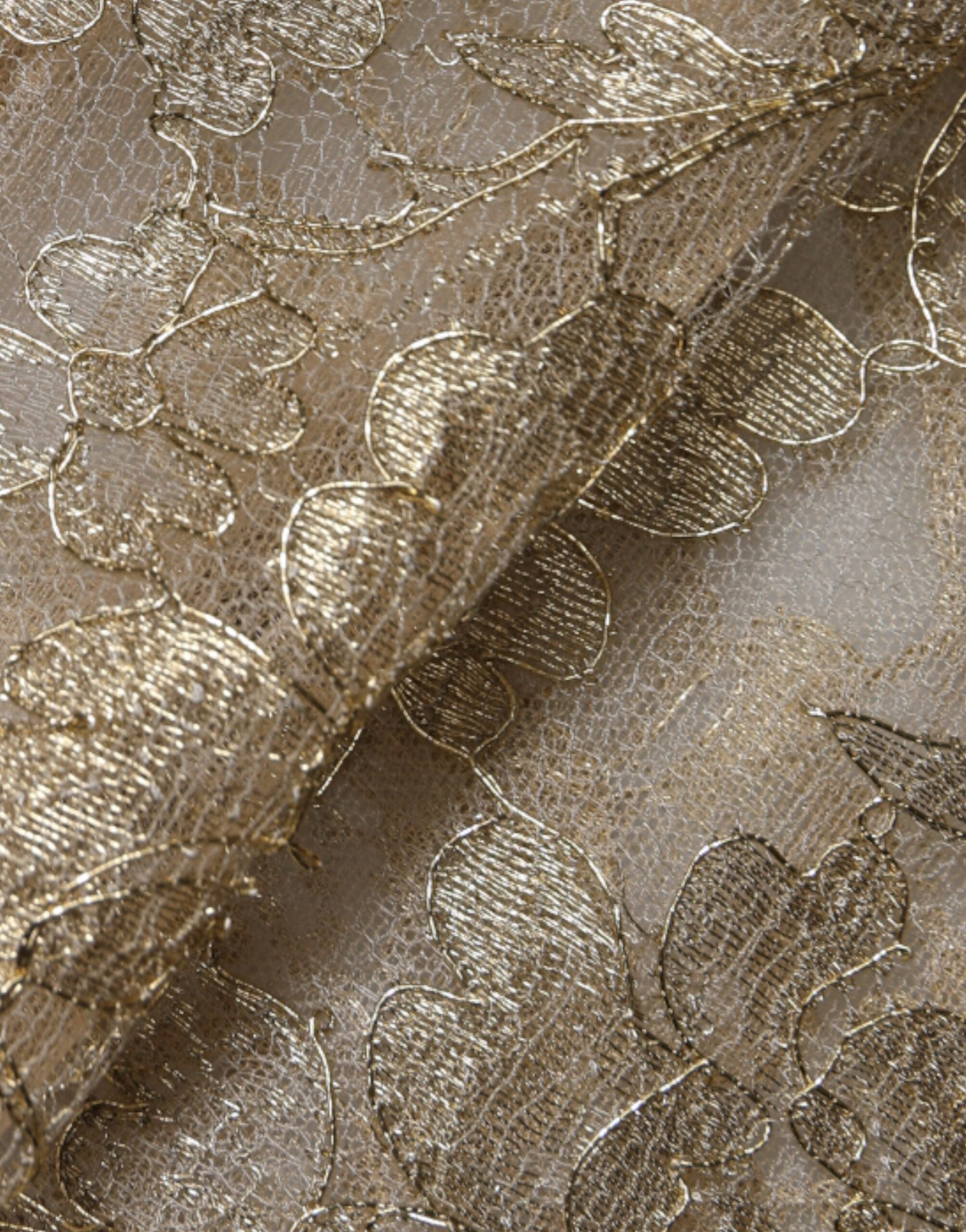 Dolce & Gabbana Gold A-Line Floral Lace Mini Dress and Sheath