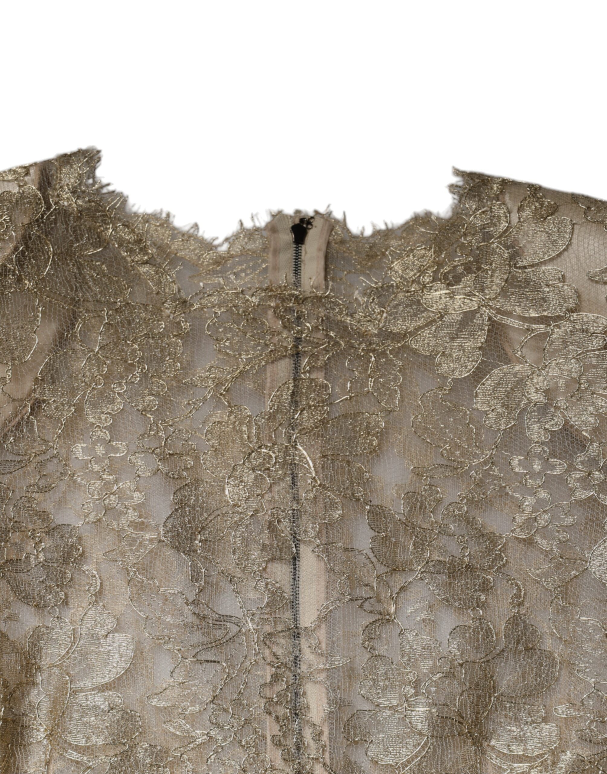 Dolce & Gabbana Gold A-Line Floral Lace Mini Dress and Sheath