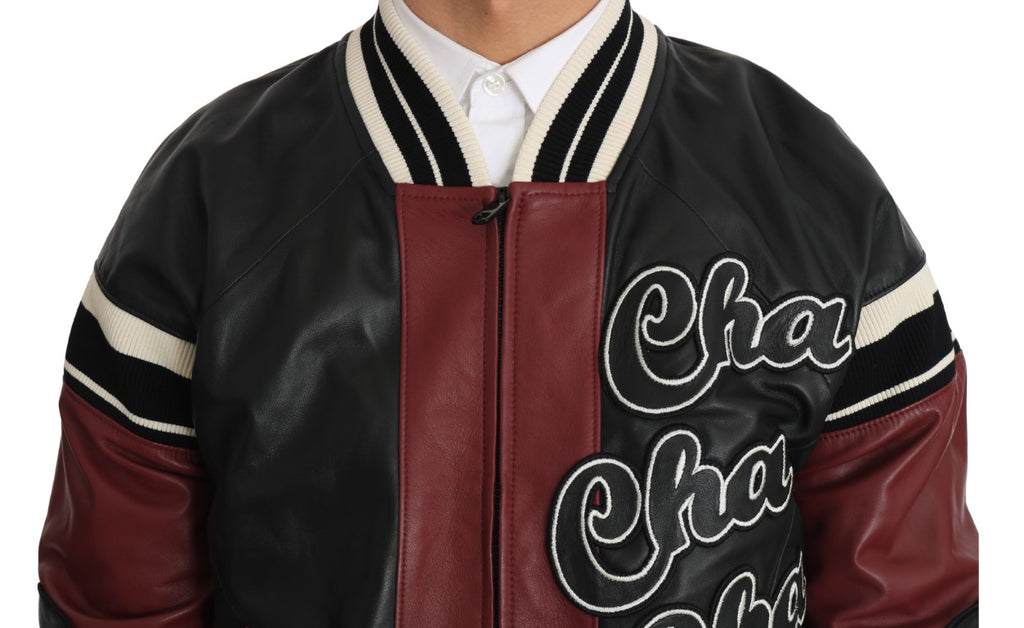 Dolce & Gabbana Leder Club Lounge Schwarz Rot Jacke