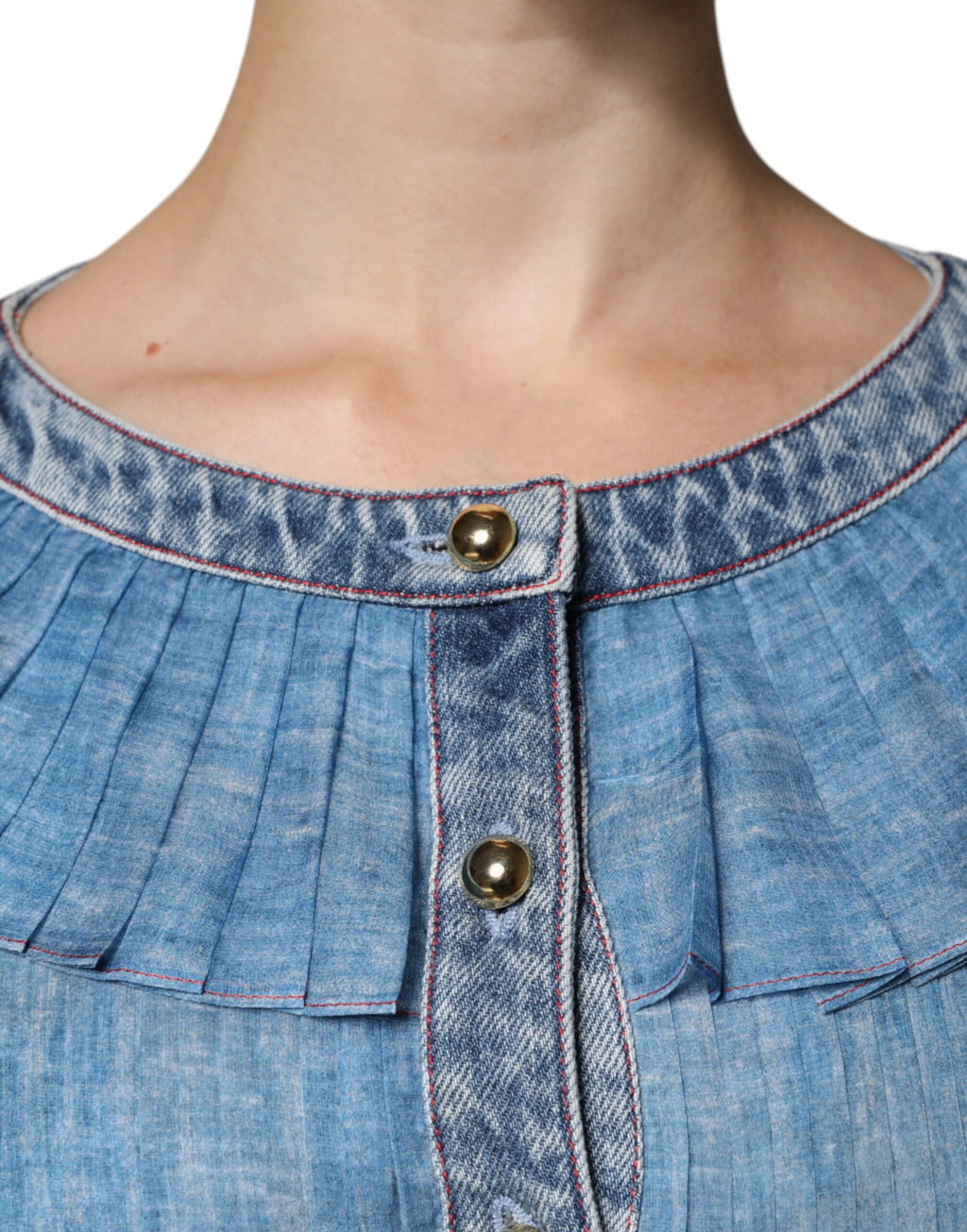 Philosophy Blaues Kleid mit langen Ärmeln und Lagen