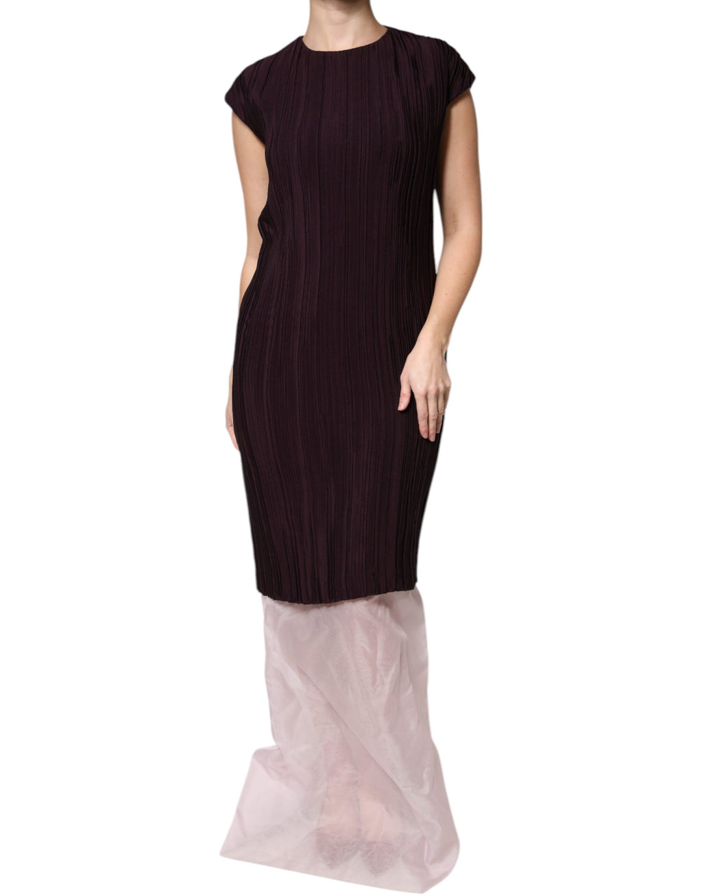 Barbara Casasola Brown Silk Maxi Dress with Short Sleeves
