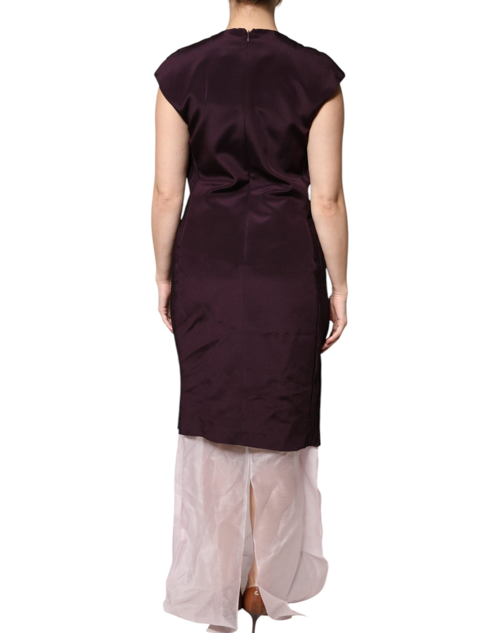Barbara Casasola Brown Silk Maxi Dress with Short Sleeves