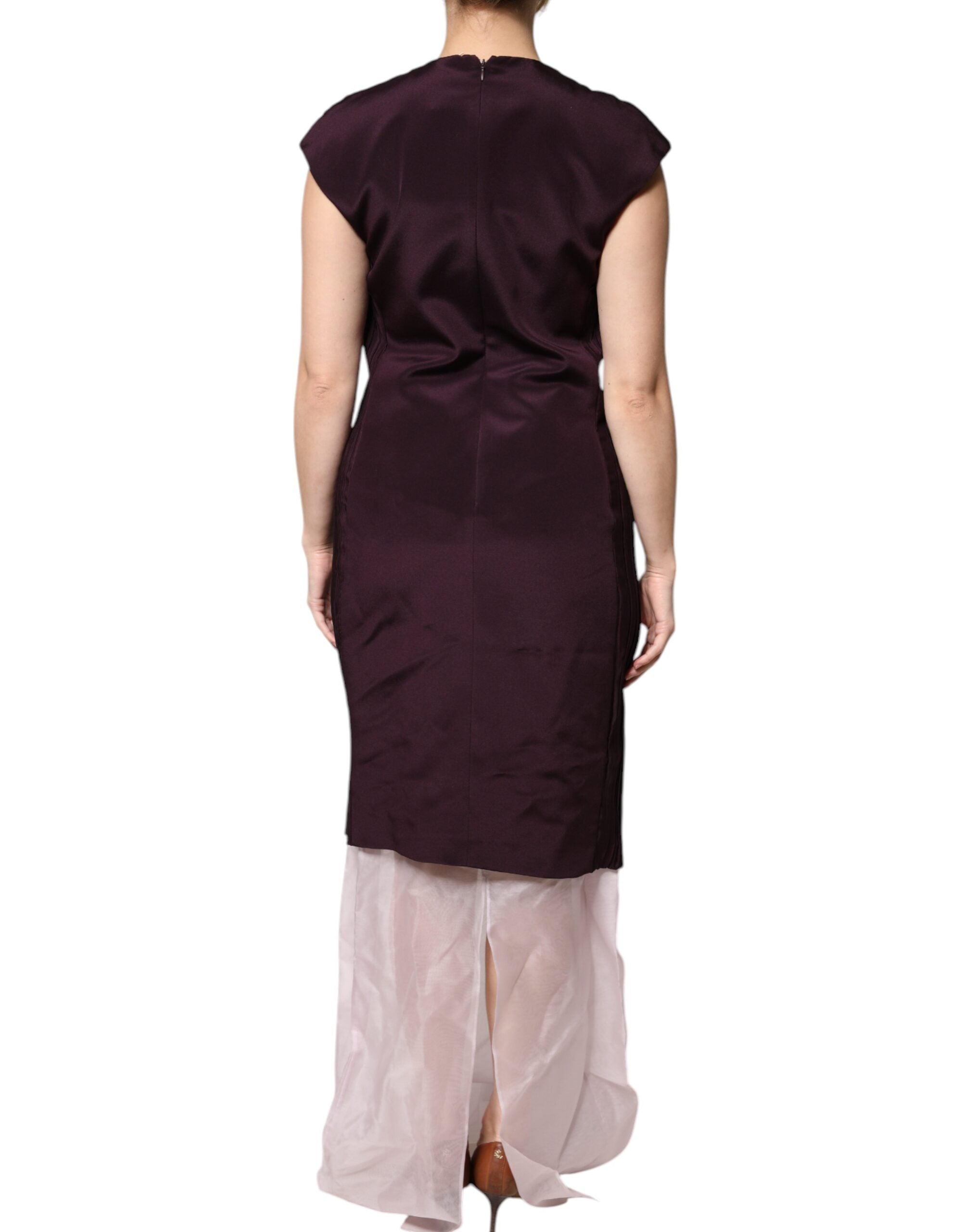 Barbara Casasola Brown Silk Maxi Dress with Short Sleeves