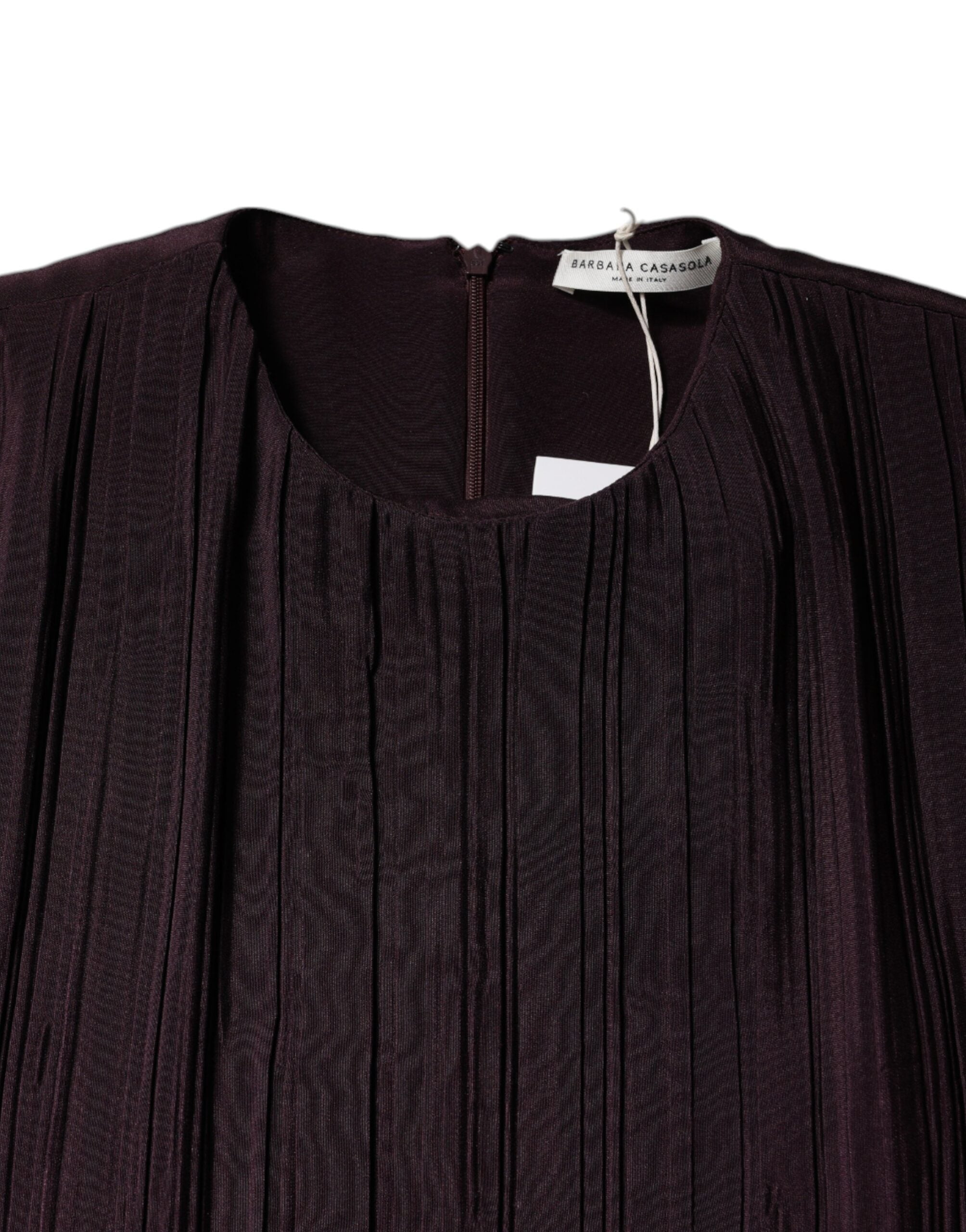 Barbara Casasola Brown Silk Maxi Dress with Short Sleeves