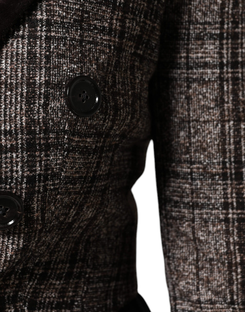 Dolce & Gabbana Brown Checked Coat with Long Sleeves and Cropped Jacket
