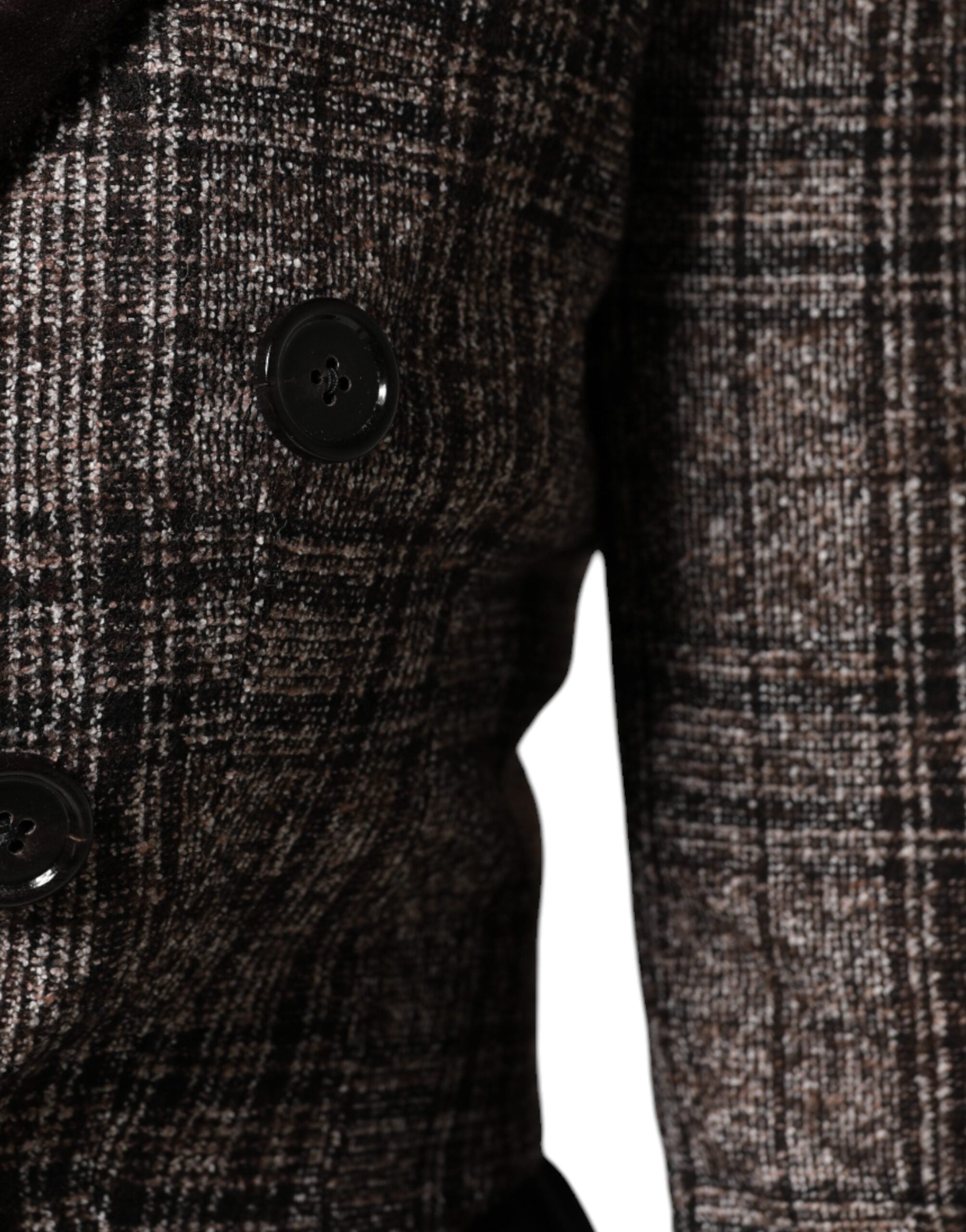 Dolce & Gabbana Brown Checked Coat with Long Sleeves and Cropped Jacket
