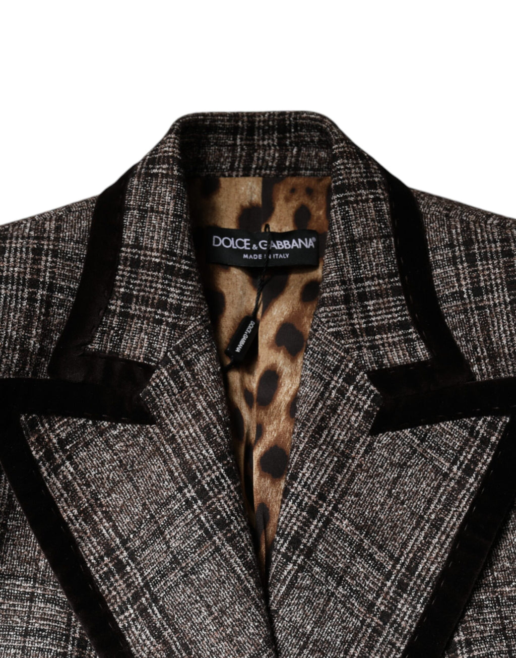 Dolce & Gabbana Brown Checked Coat with Long Sleeves and Cropped Jacket