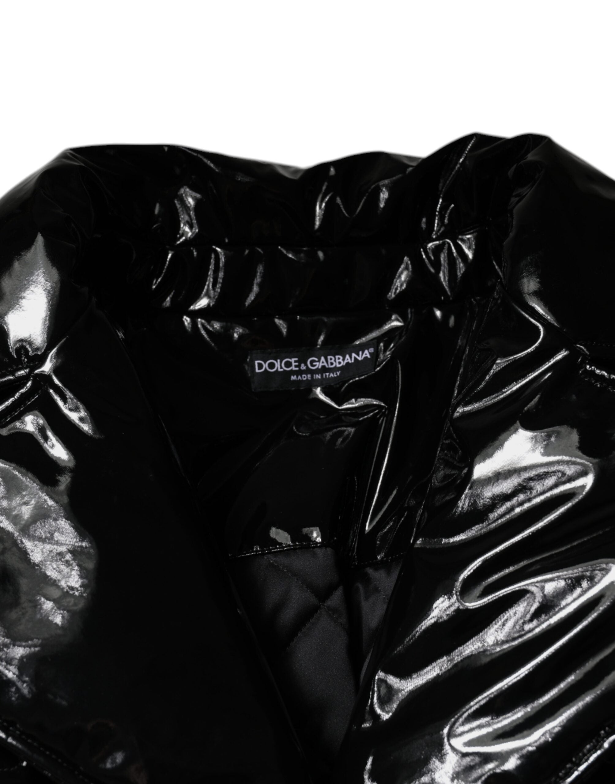 Dolce & Gabbana Schwarze Polyester-Blouson-Jacke mit Knopfleiste