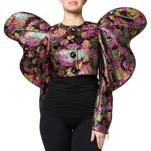 Dolce & Gabbana Gekürzte Jacke aus mehrfarbigem Blumen-Jacquard