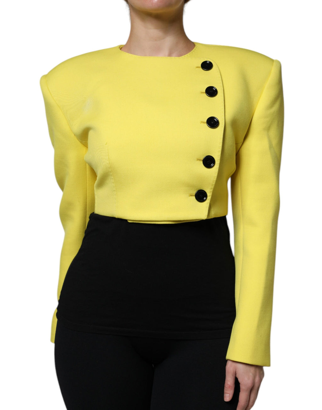 Dolce & Gabbana Lemon Yellow Long-Sleeve Wool Coat with Split Jacket