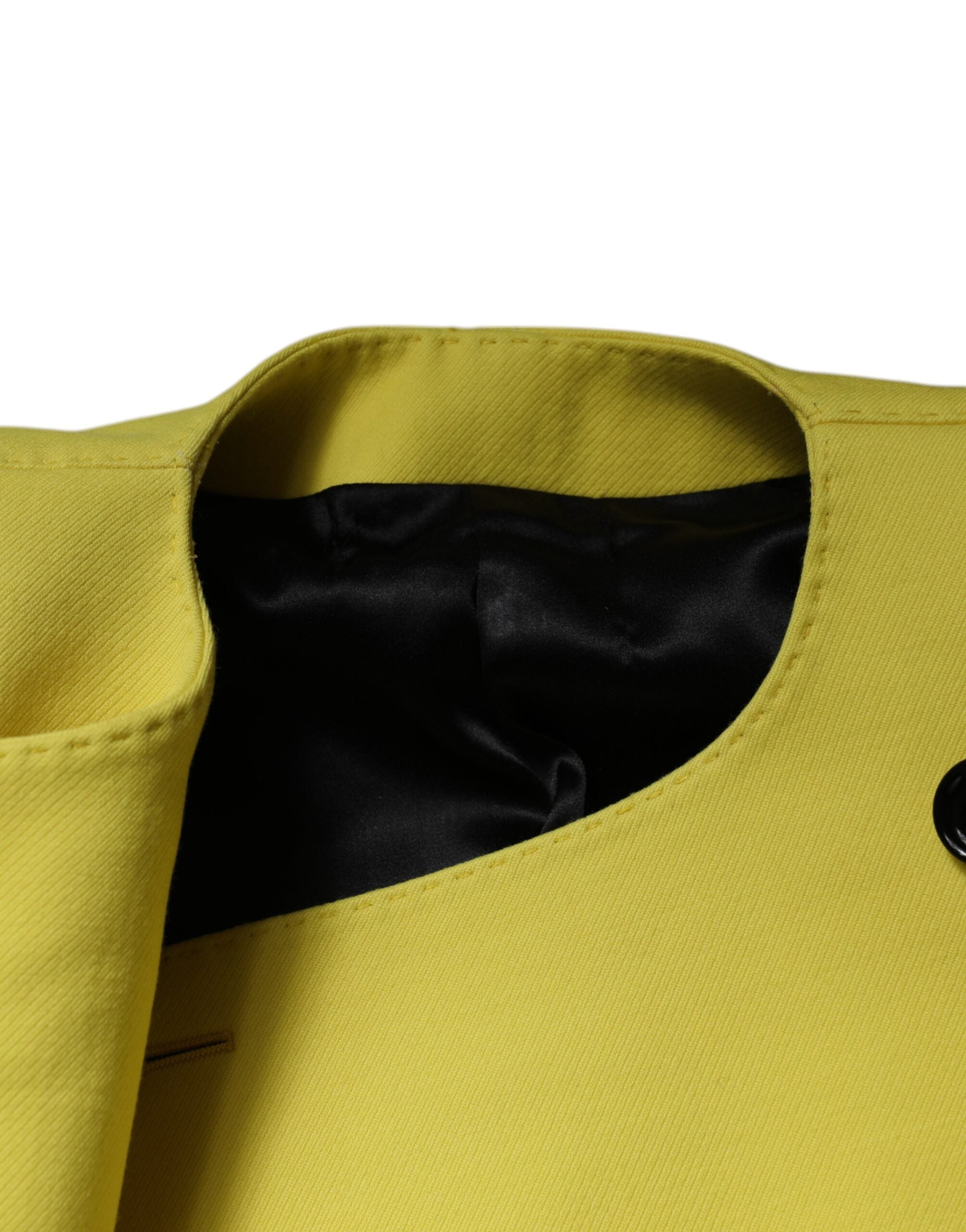Dolce & Gabbana Lemon Yellow Long-Sleeve Wool Coat with Split Jacket