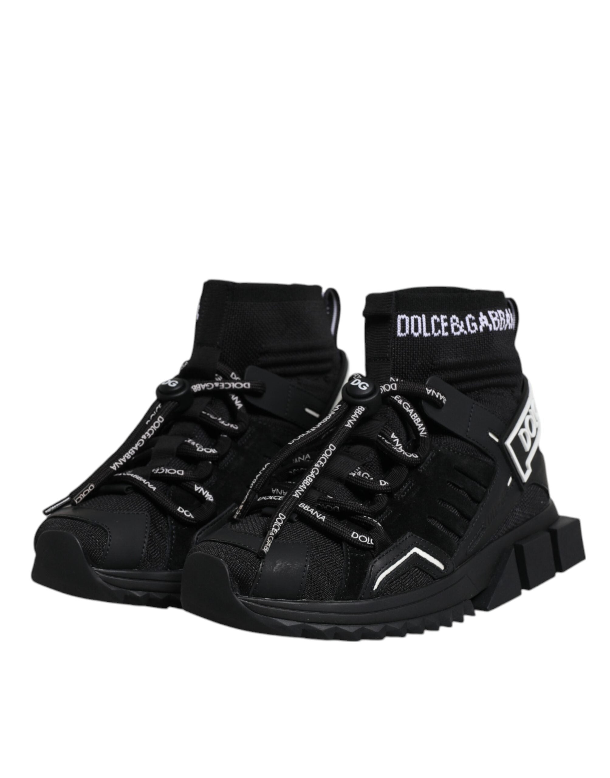 Dolce & Gabbana Schwarz Sorrento Socken Logo Turnschuhe Schuhe