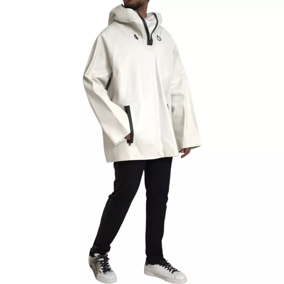 Bottega Veneta Weiße Leder Herren Wasserdichte Jacke Blouson