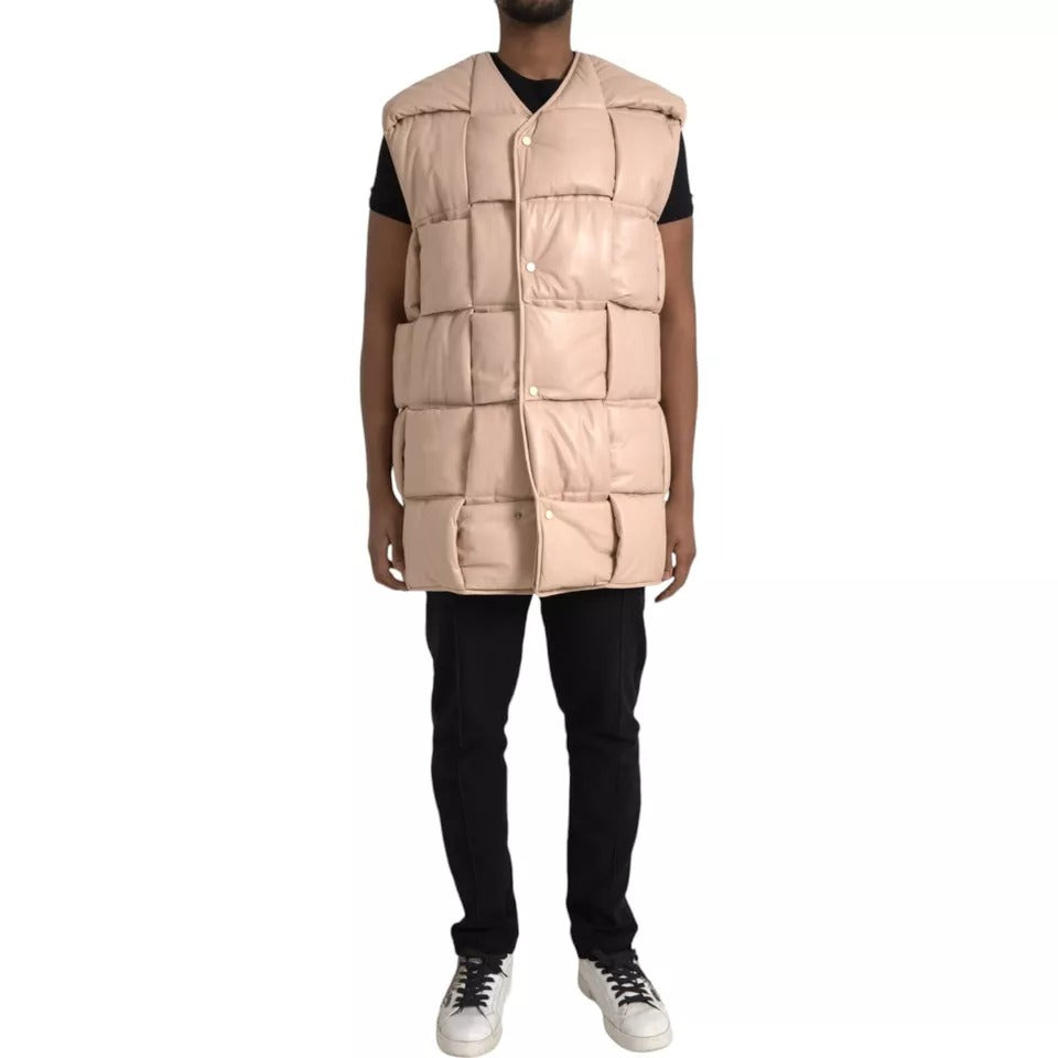 Bottega Veneta Beige Quilted Sleeveless Calfskin Jacket