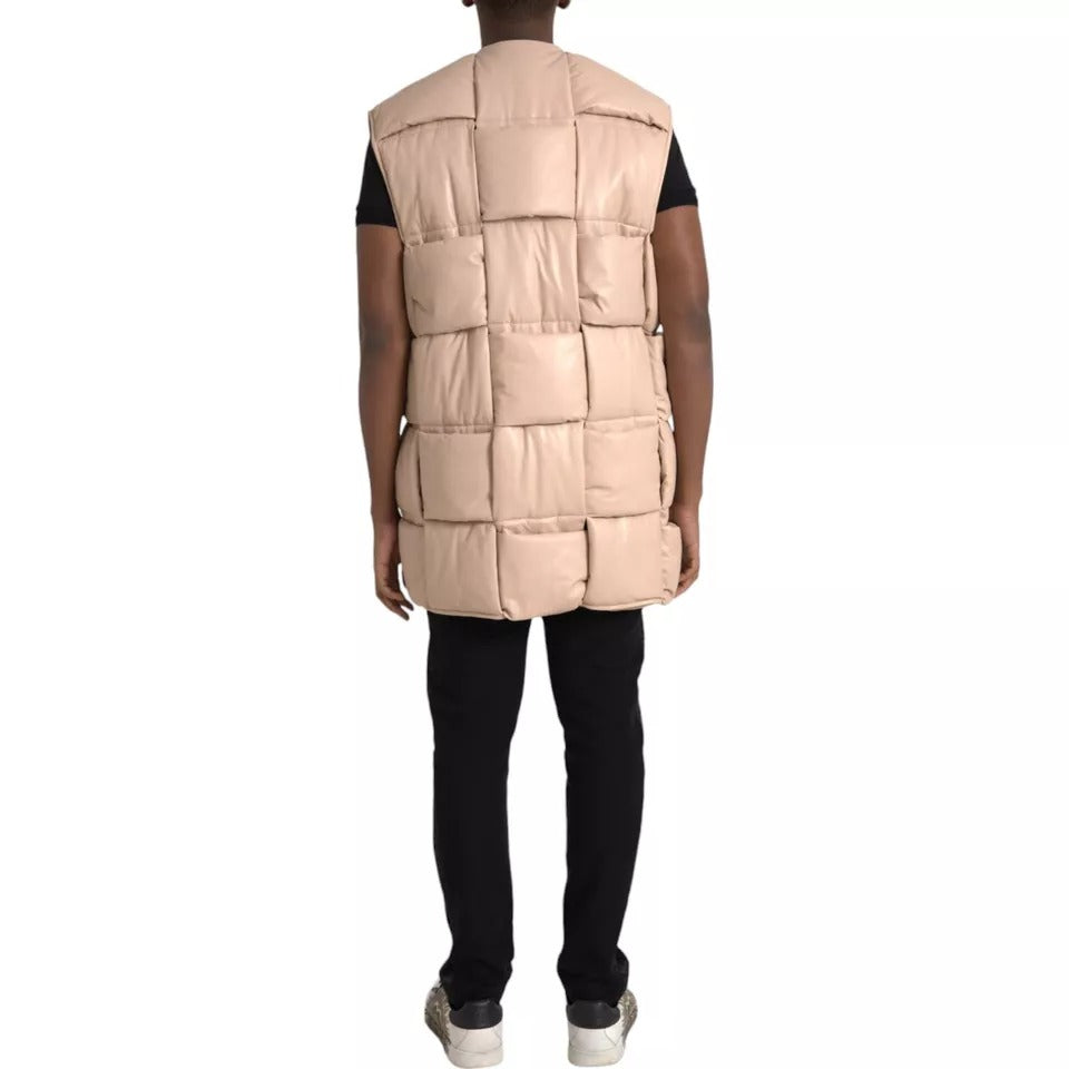 Bottega Veneta Beige Quilted Sleeveless Calfskin Jacket