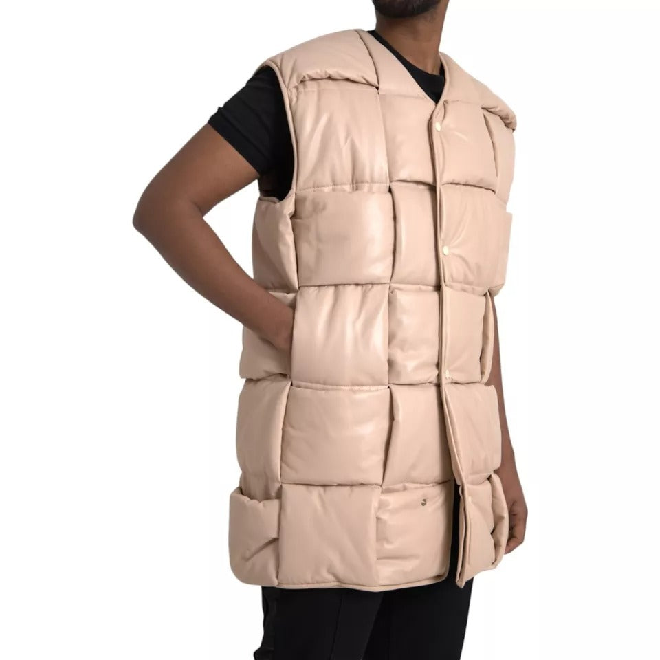 Bottega Veneta Beige Quilted Sleeveless Calfskin Jacket