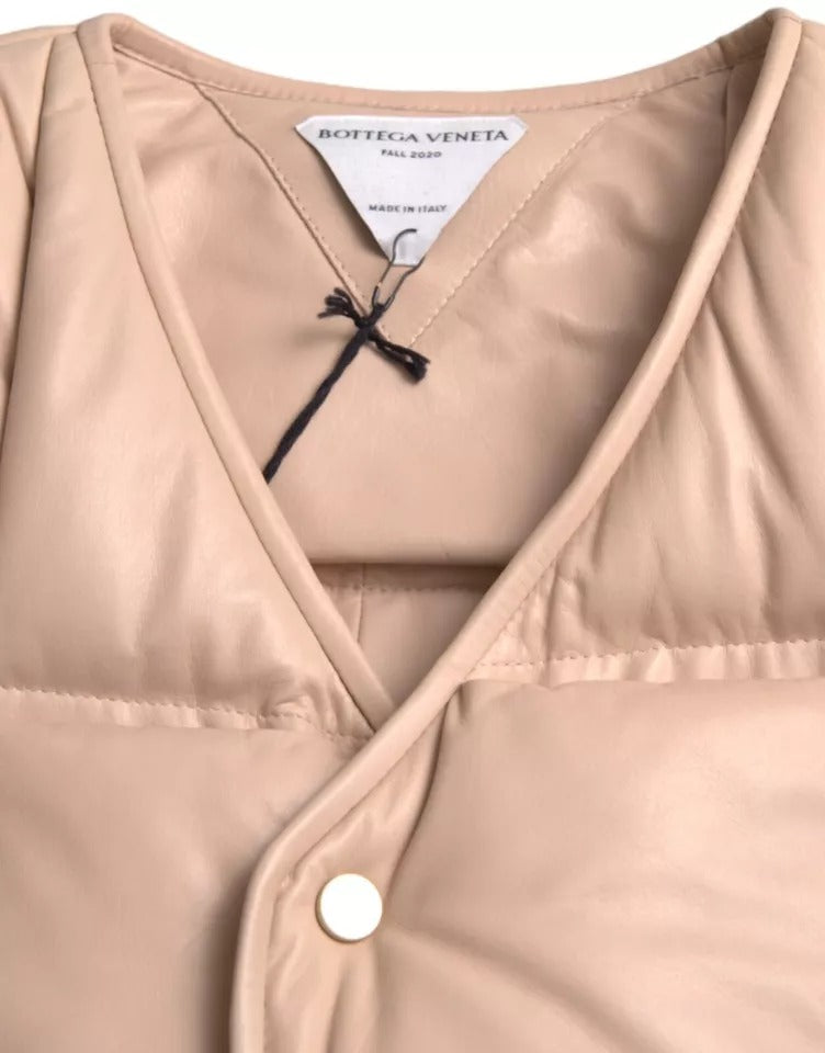 Bottega Veneta Beige Quilted Sleeveless Calfskin Jacket