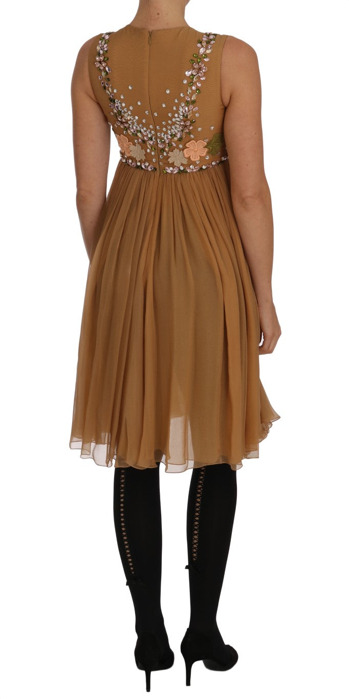 Dolce & Gabbana A-Linien-Kleid aus goldener Kristallseide