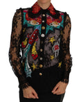 Dolce & Gabbana Schwarzes Lace Crystal SPACE Hemd