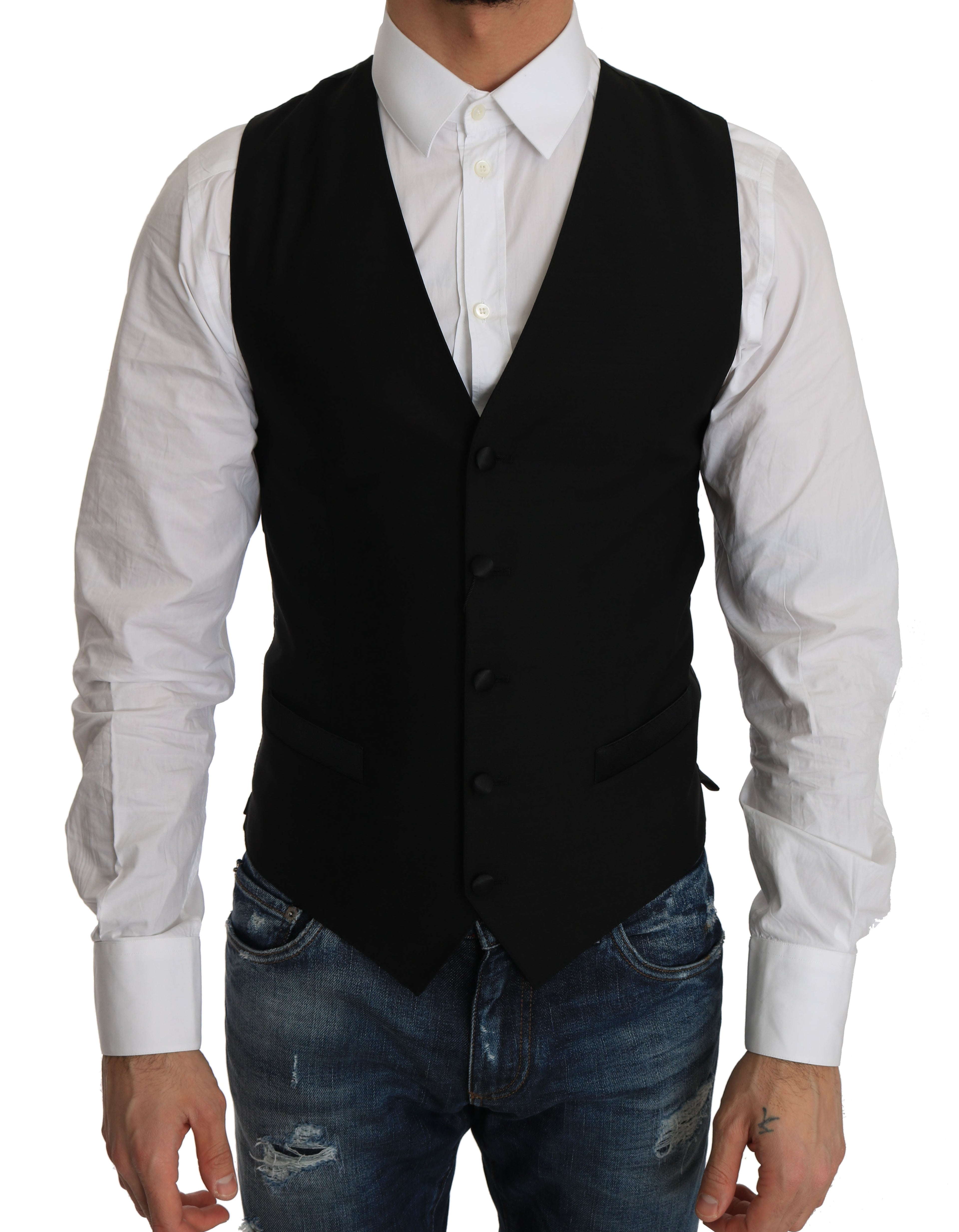Dolce & Gabbana Schwarze Kleidungsweste aus Wolle