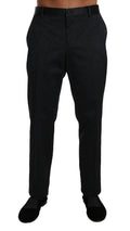 Dolce & Gabbana Schwarz Baumwolle Brokat Formelle Hose Hose
