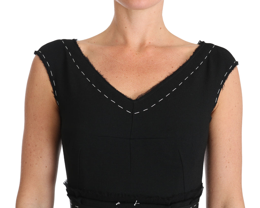 Dolce & Gabbana Black Stretch A-Line Wool Sheath Dress