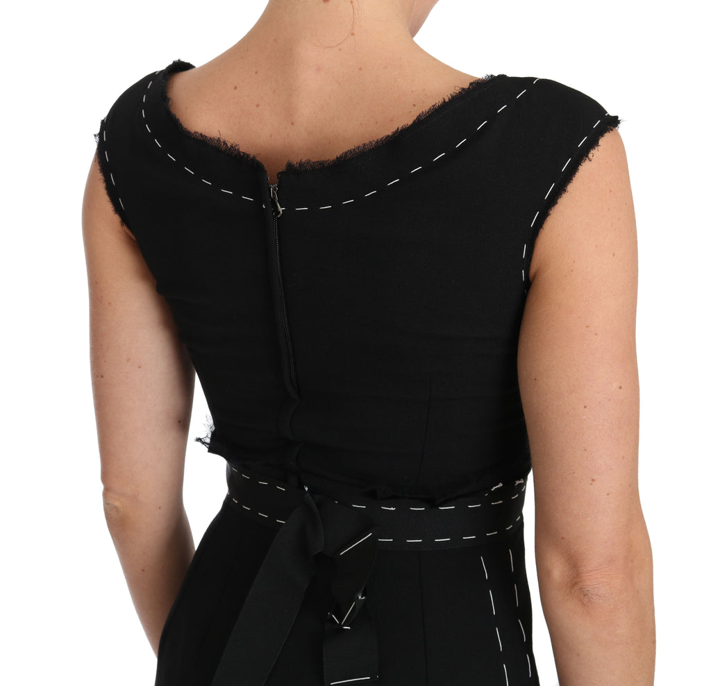 Dolce & Gabbana Black Stretch A-Line Wool Sheath Dress