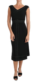 Dolce & Gabbana Black Stretch A-Line Wool Sheath Dress