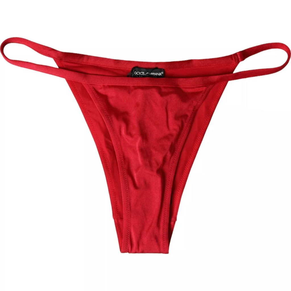 Dolce & Gabbana Red Nylon Stretch Swimwear Bikini Bottom