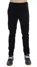 Dolce & Gabbana Schwarz Grau Wolle Casual Hose Streifen Hose
